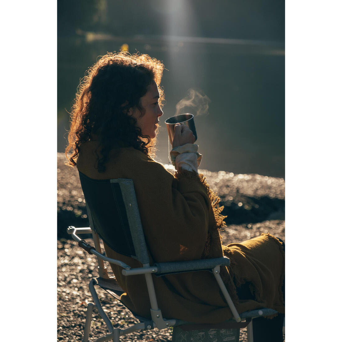 Chaise de camping pliante avec accoudoir