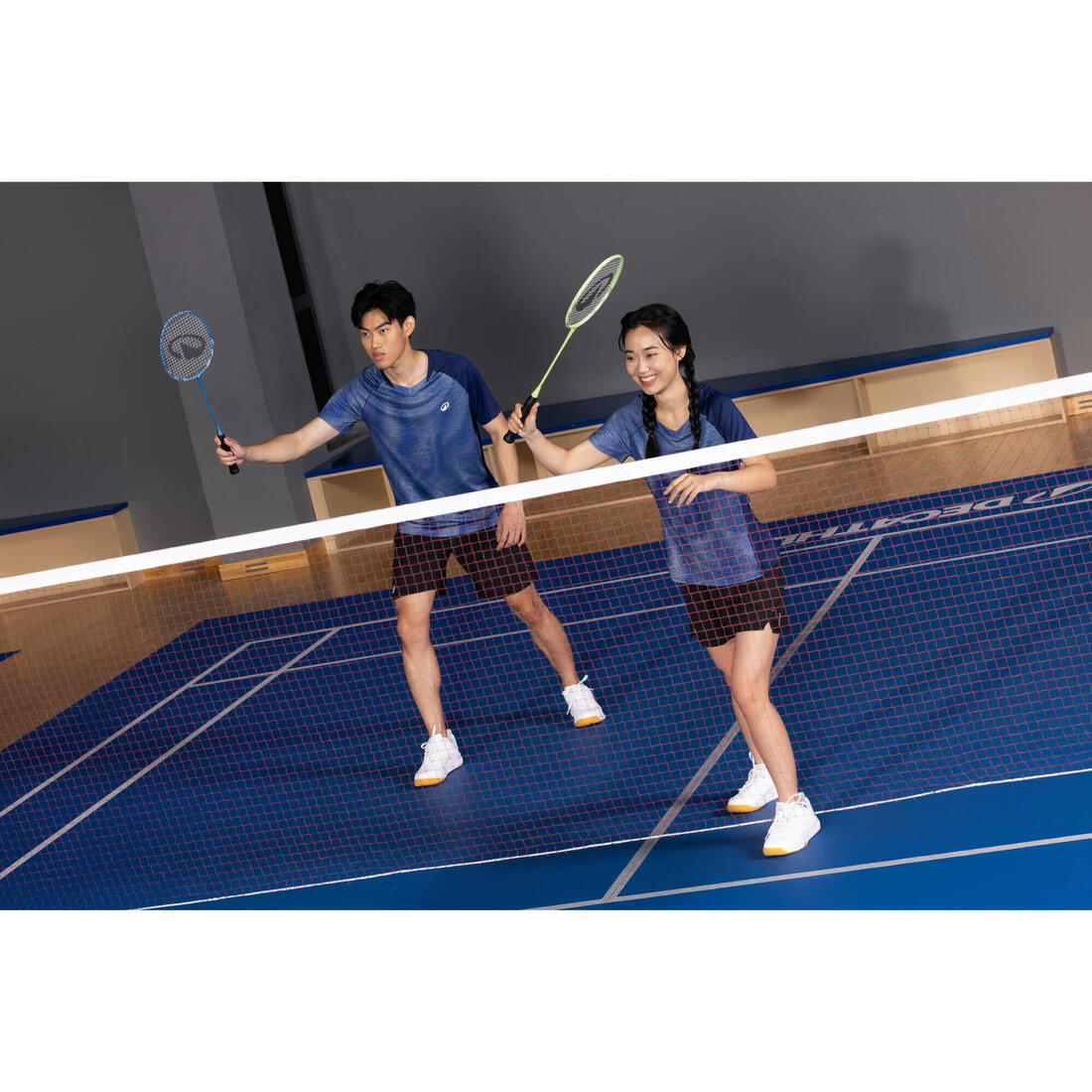 Lot de Raquettes de Badminton Adulte BR 190 Partner - Bleu/Citron Vert