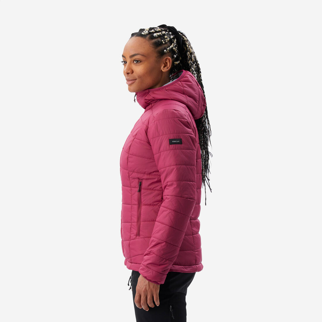 Doudoune de trek à capuche synthétique femme, MT100