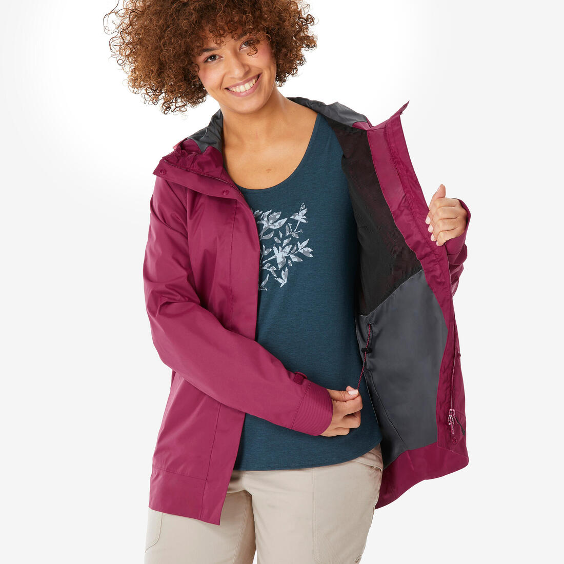 Veste de randonnée imperméable femme, NH500