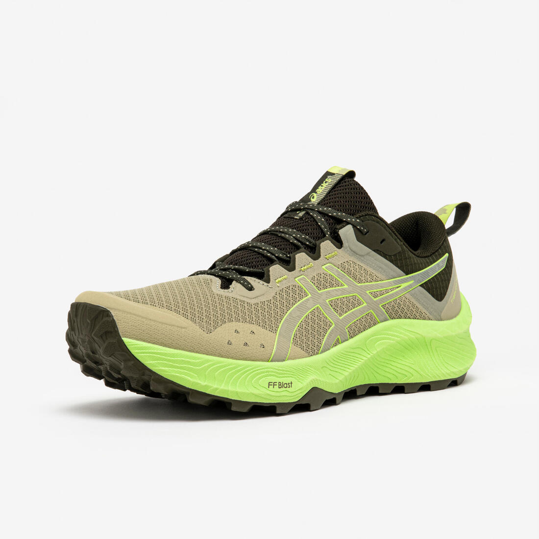 Chaussures de running trail femme, Asics trabuco terra 2, noir vert et