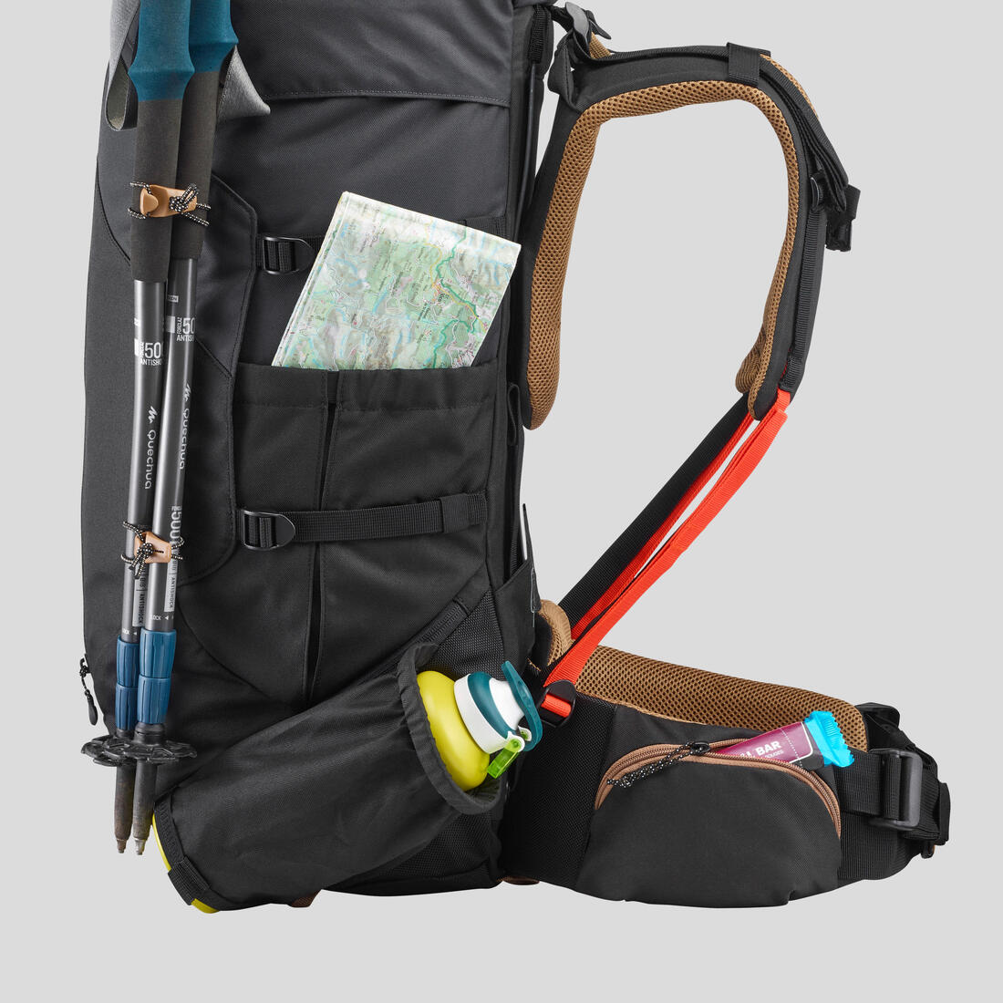 Sac à dos de trekking homme 50 l - mt100 easyfit