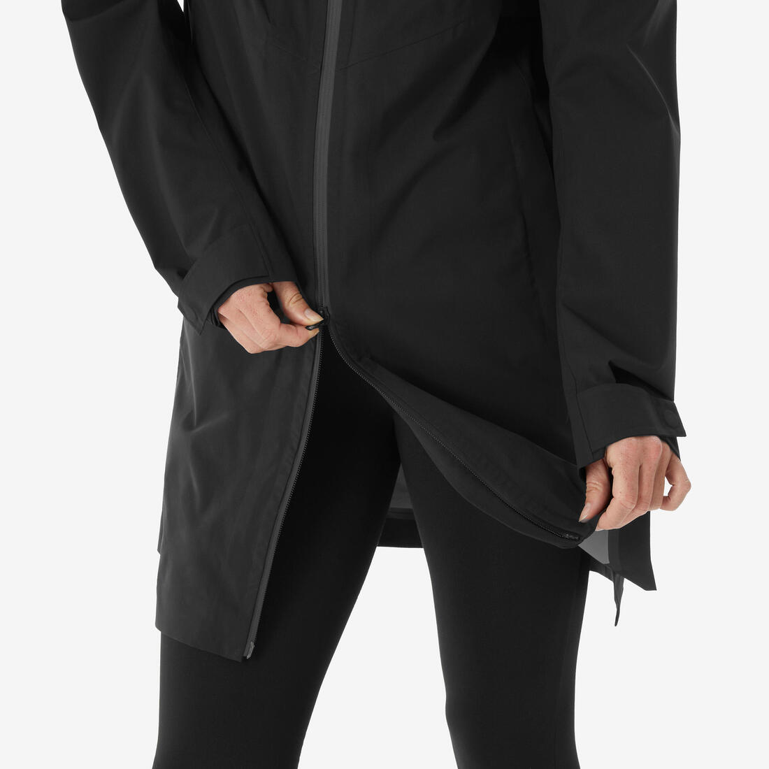 Veste de randonnée imperméable légère longue femme, MH100