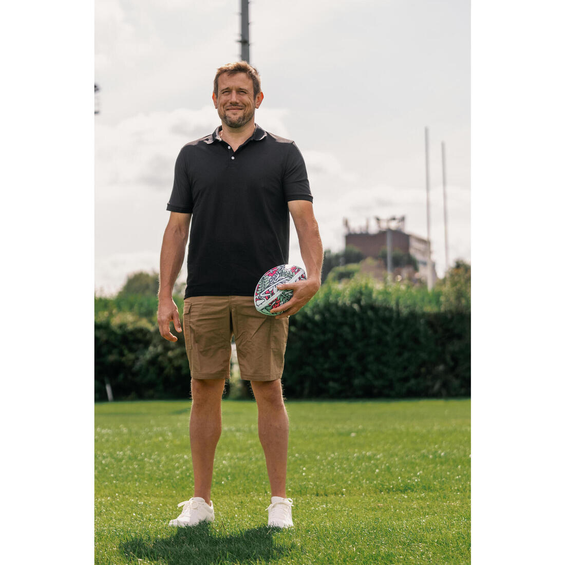 BALLON DE BEACH RUGBY - TIKI TAILLE 3 VERT / ROSE / BLEU