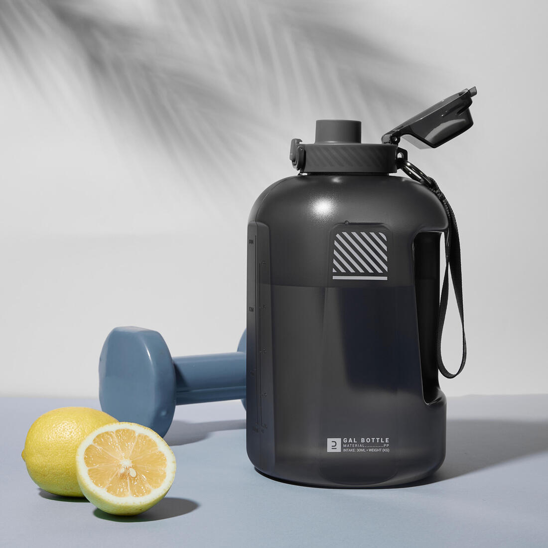 Gourde de fitness grand format 2,2 L - Gris