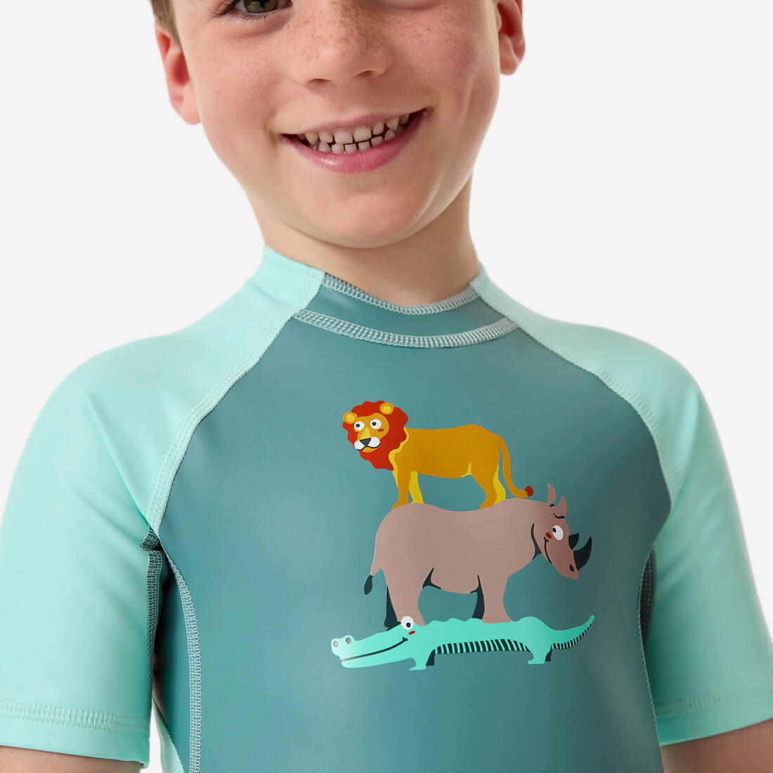 Combinaison anti uv bébé kloupi vert imprimé savane
