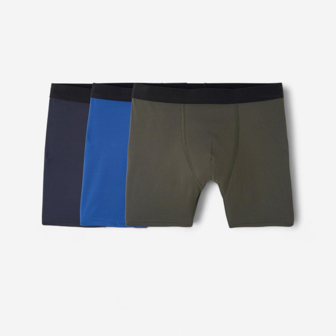 Lot de 3 boxers respirants en microfibre Homme, Bleu foncé