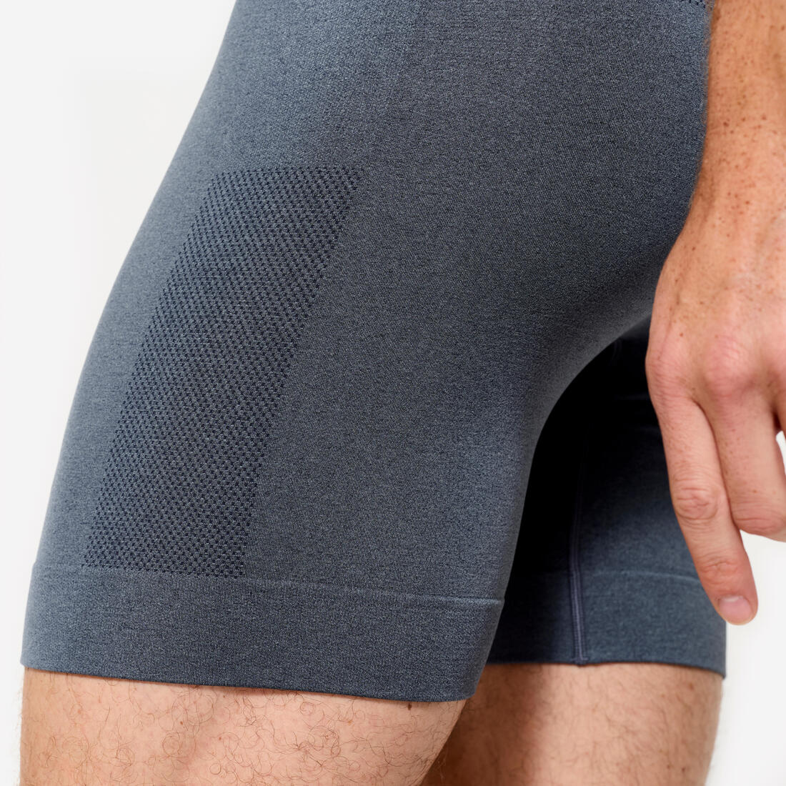 Boxer long sans couture homme, bleu chiné