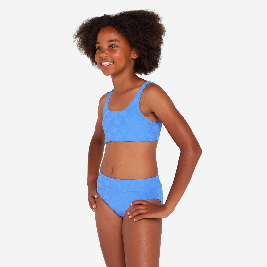 Maillot 2 pièces surf brassière taille haute Fille - 500 Lao miami lavande
