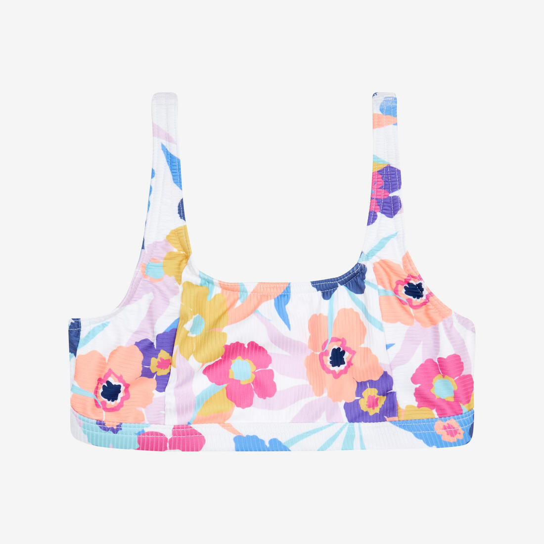 Haut de maillot de bain brassière fleuri réglable Fille - 500 Nora