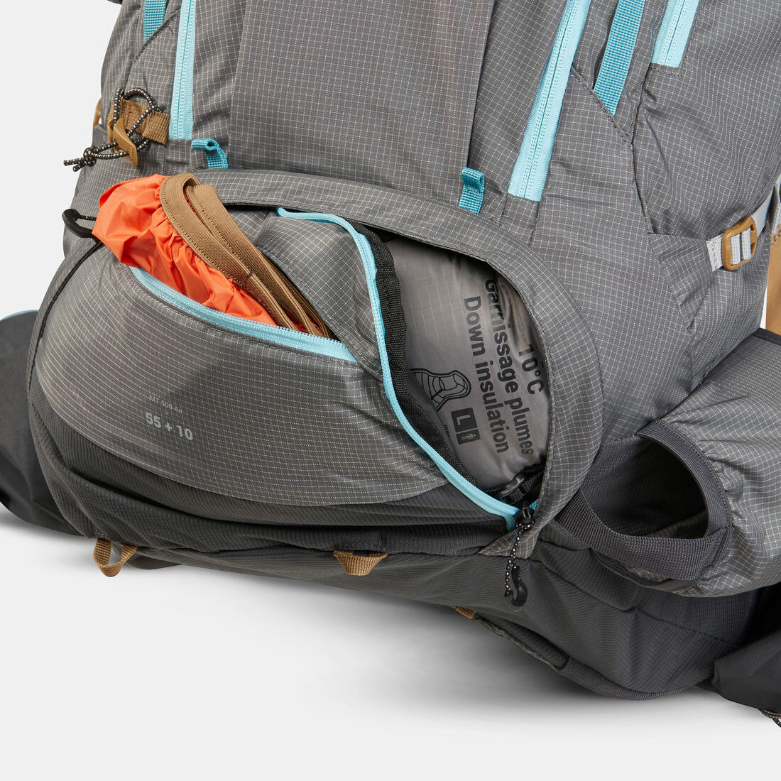 Sac à dos de trekking femme 55+10 l - mt500 air