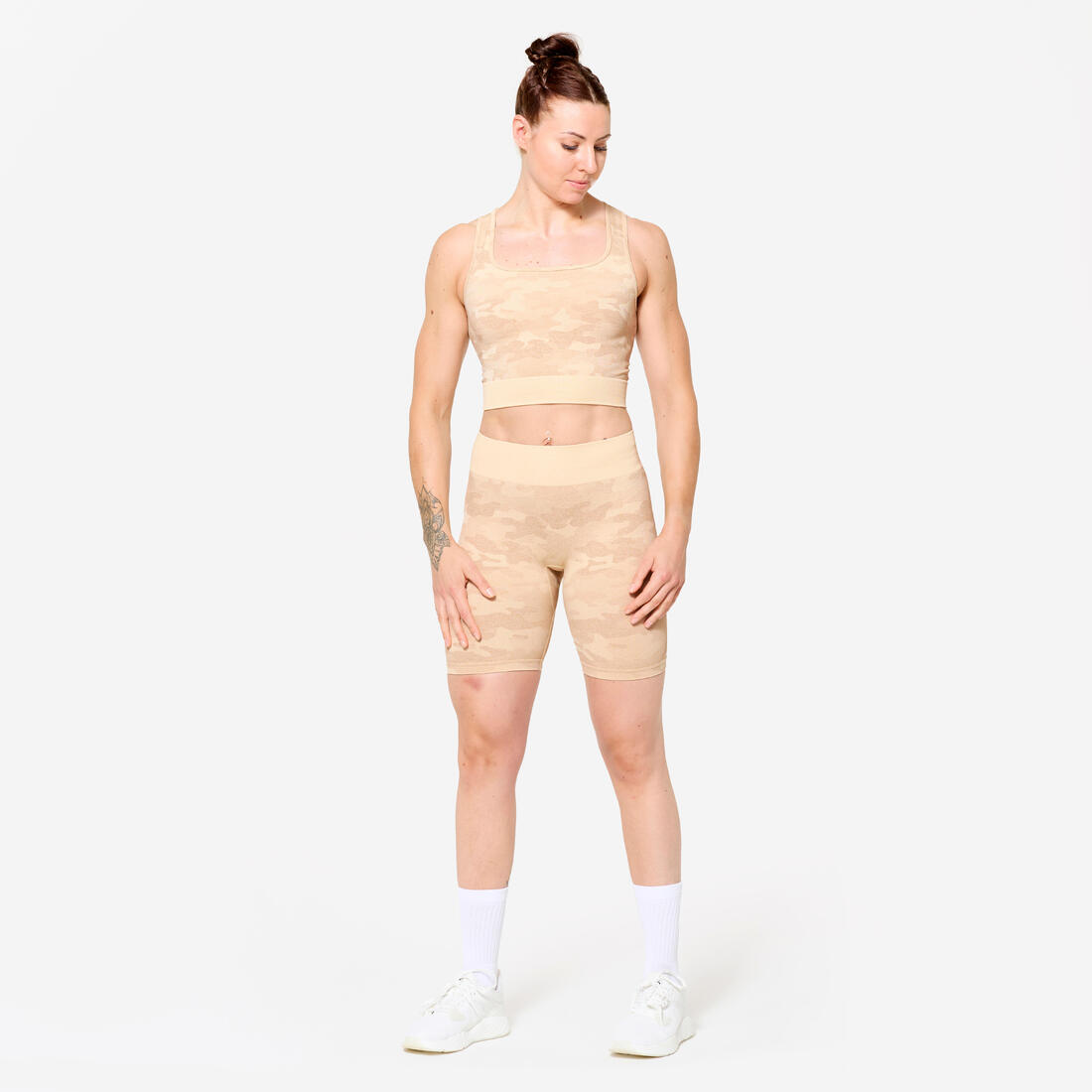 Crop top de fitness motif camo