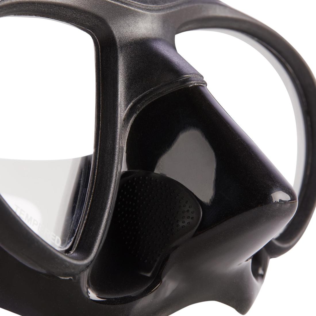 Masque d'apnée et de chasse sous-marine micro volume, 900 dual noir