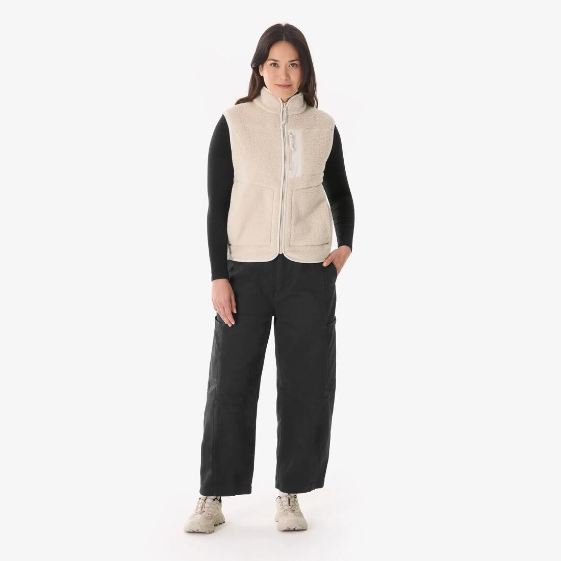 Gilet polaire de randonnée femme, sherpa MH500 beige