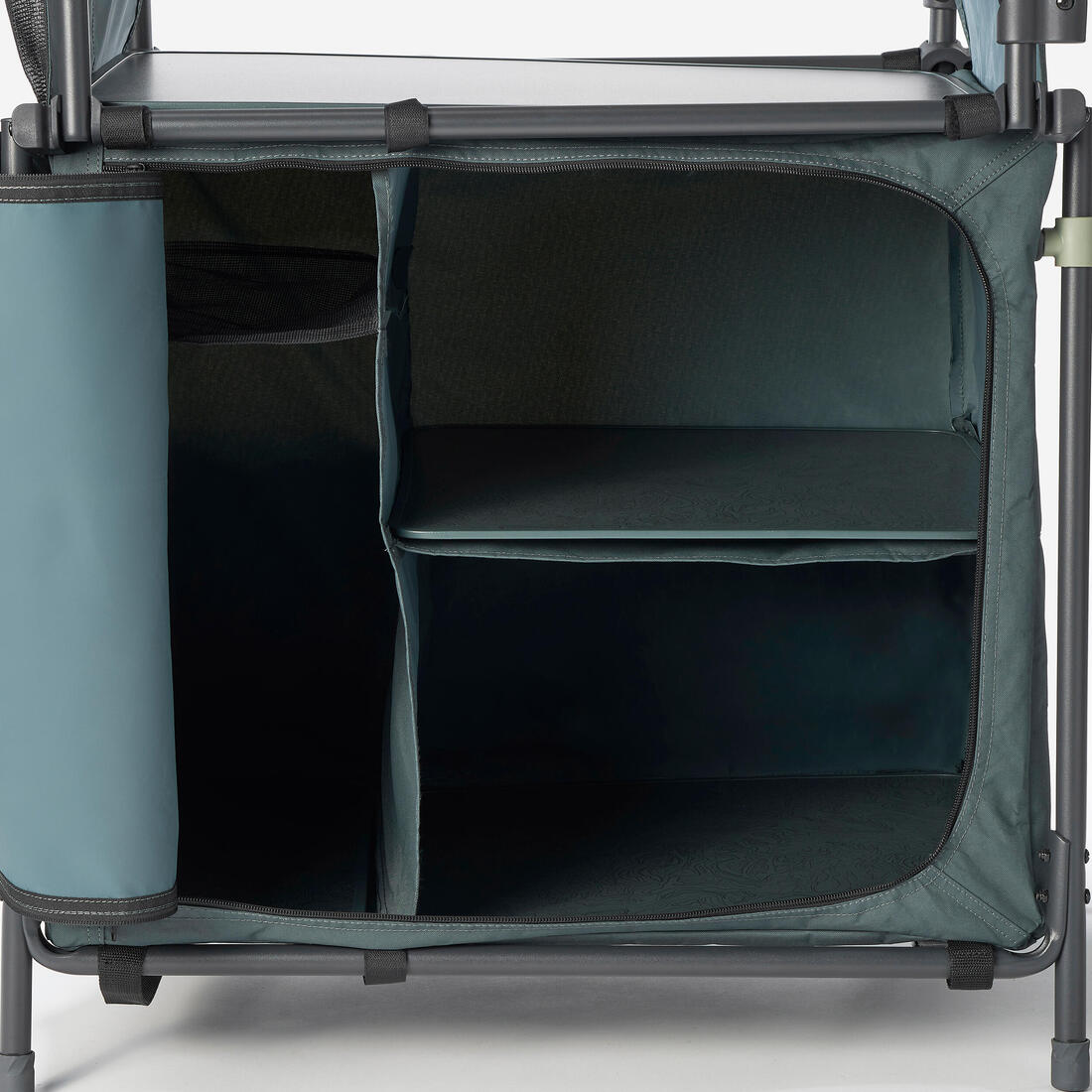 Meuble cuisine de camping L, pliable et avec pare-vent
