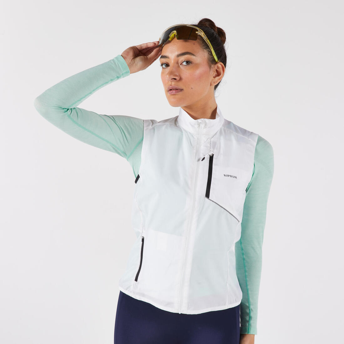 Veste running sans manche coupe vent Femme, KIPRUN Run wind 500