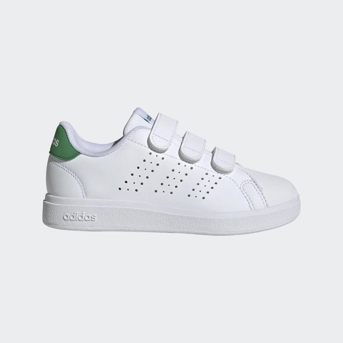 Chaussure adidas ADVANTAGE scratch enfant - blanc et vert