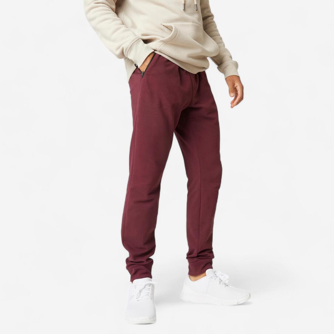 Pantalon jogging Fitness Slim Poches Zippées Gris Foncé