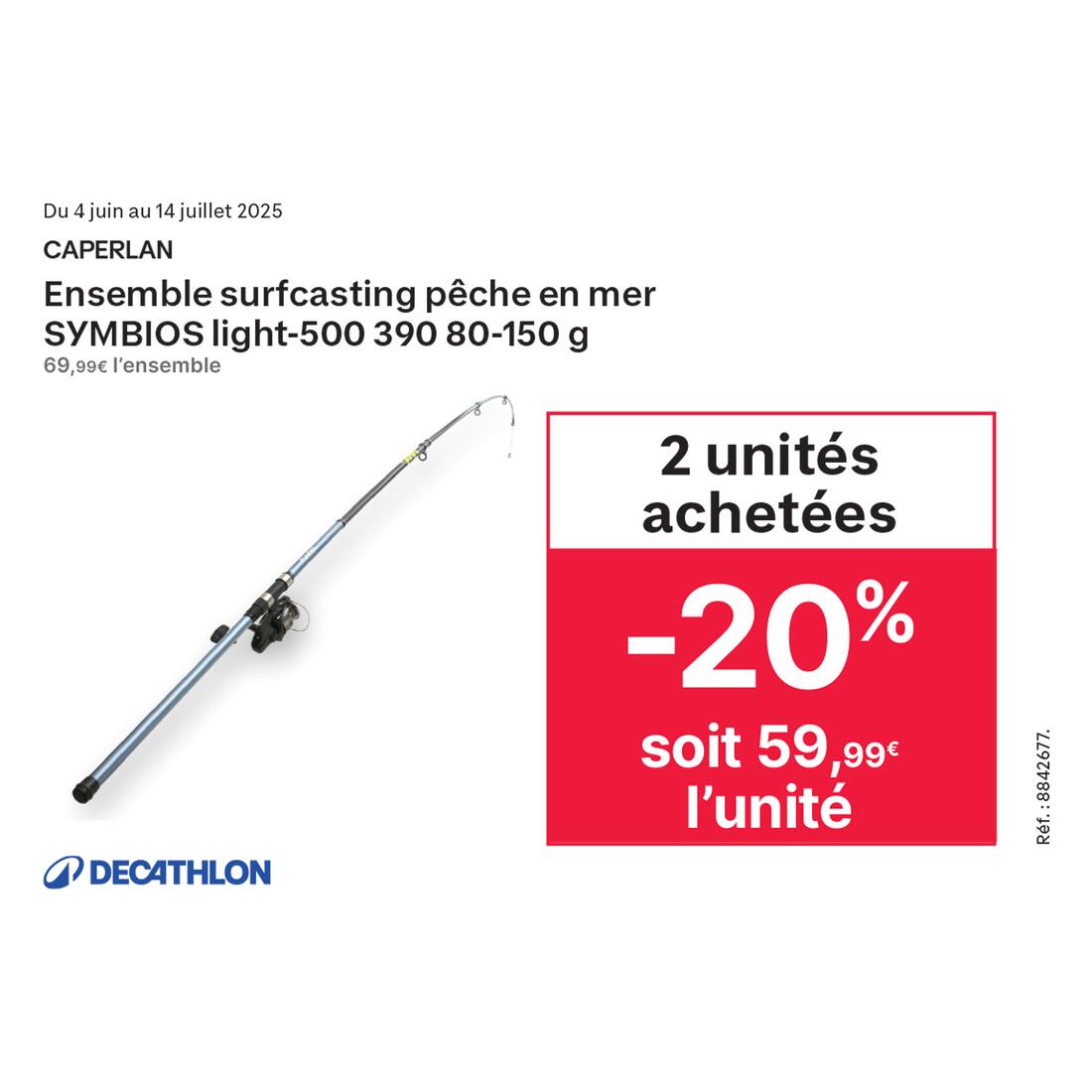 Ensemble de pêche en surfcasting canne et moulinet symbios light-500 390 80-150g