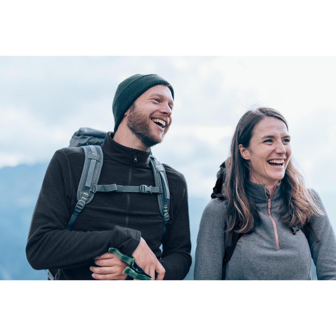 Polaire de randonnée montagne homme, MH100full zip noir
