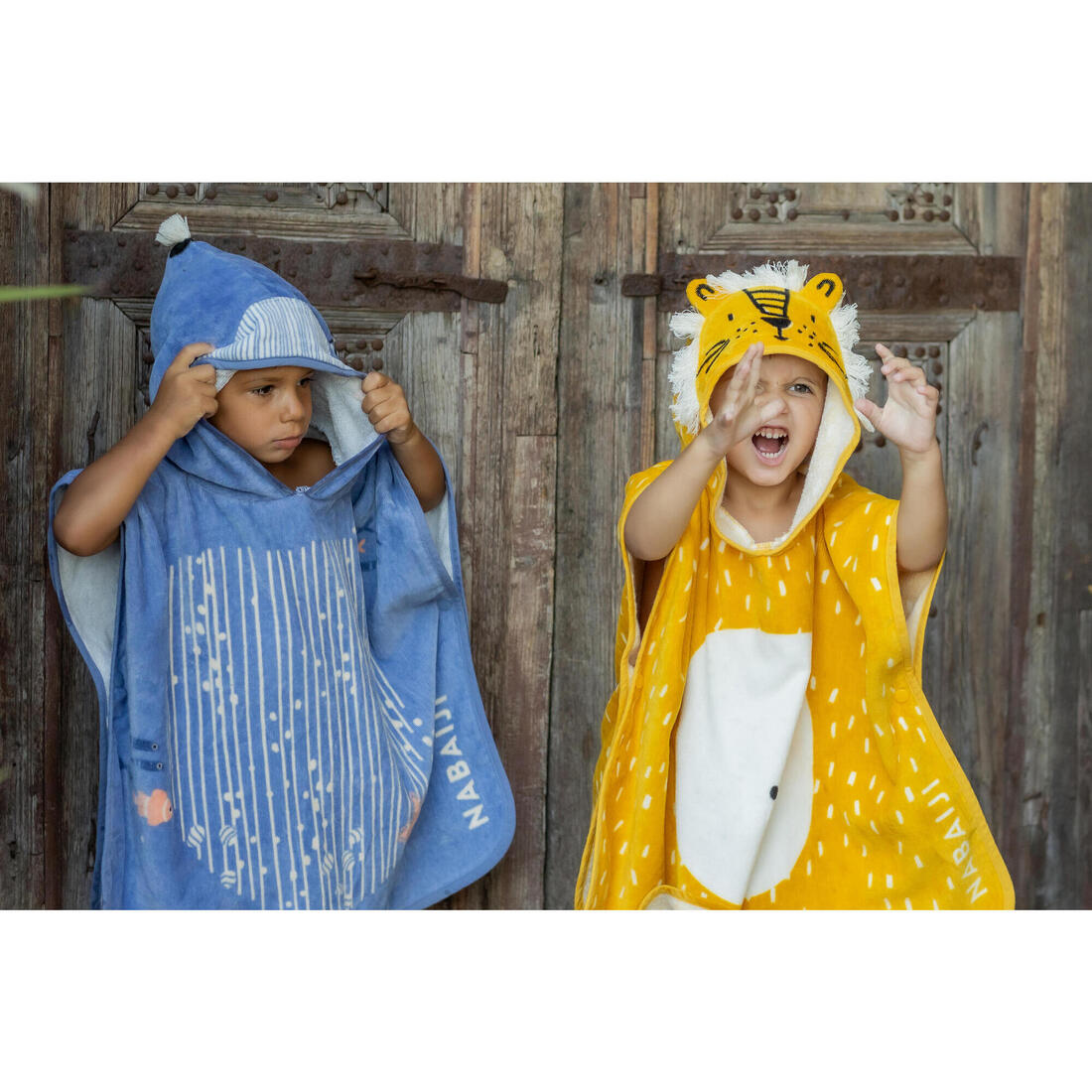 Poncho de bain coton bébé - lion