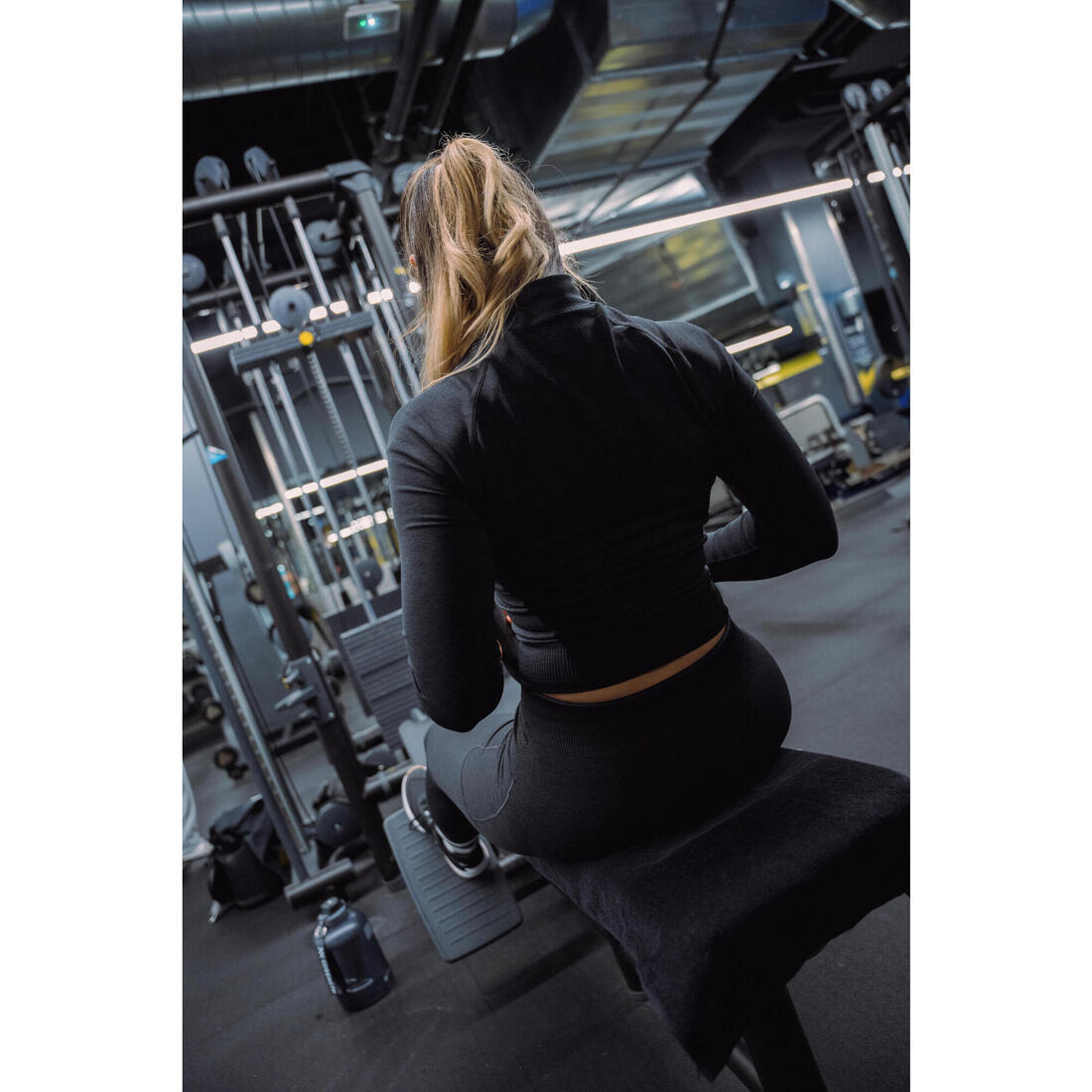 Legging de musculation sans couture femme, gris et