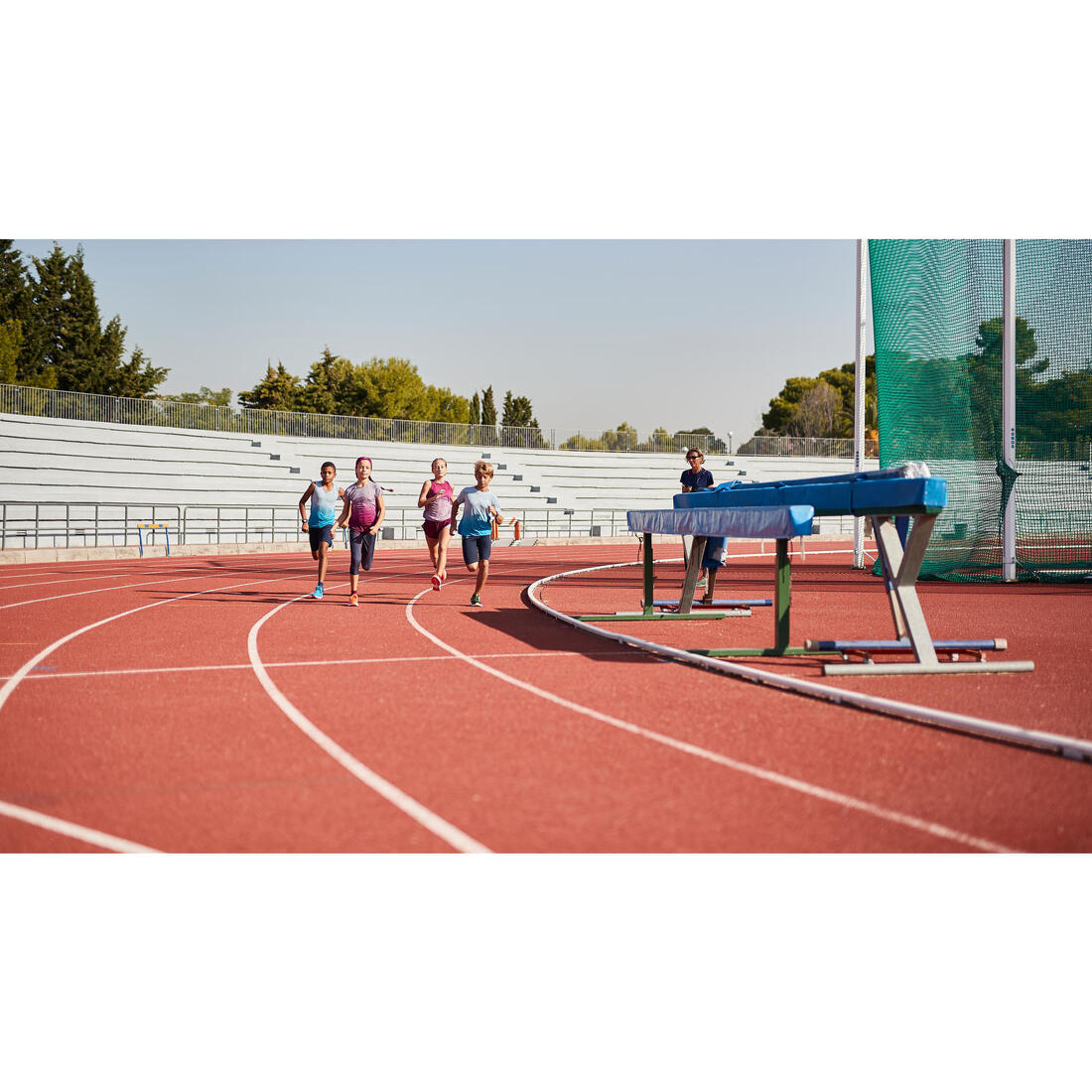 Tee-shirt manches courtes fille running et athlétisme KIPRUN care turquoise