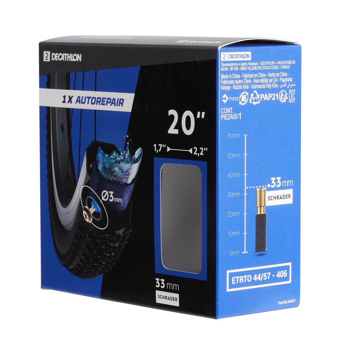 Chambre air 20x1,7/2,2 schrader auto reparante