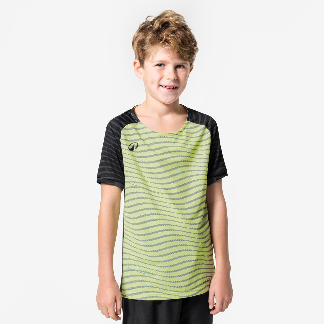 Maillot de football enfant manches courtes VIRALTO Jr Block Bleu ciel et