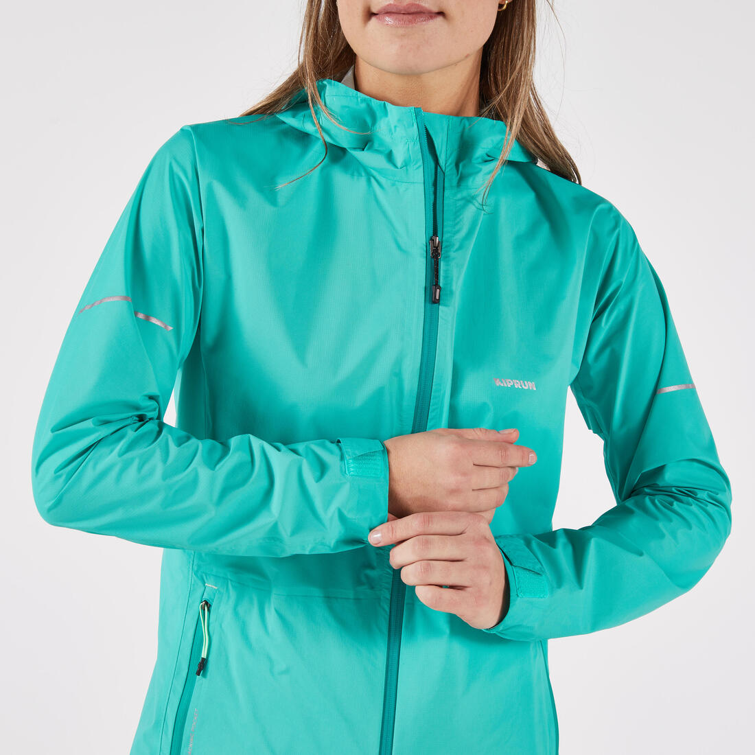 Veste running imperméable Femme, Kiprun Run Rain 900 gris foncé