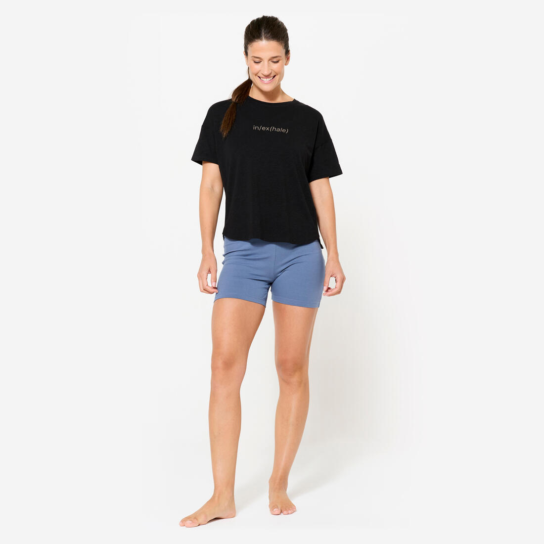 Short de yoga coton doux taille haute femme