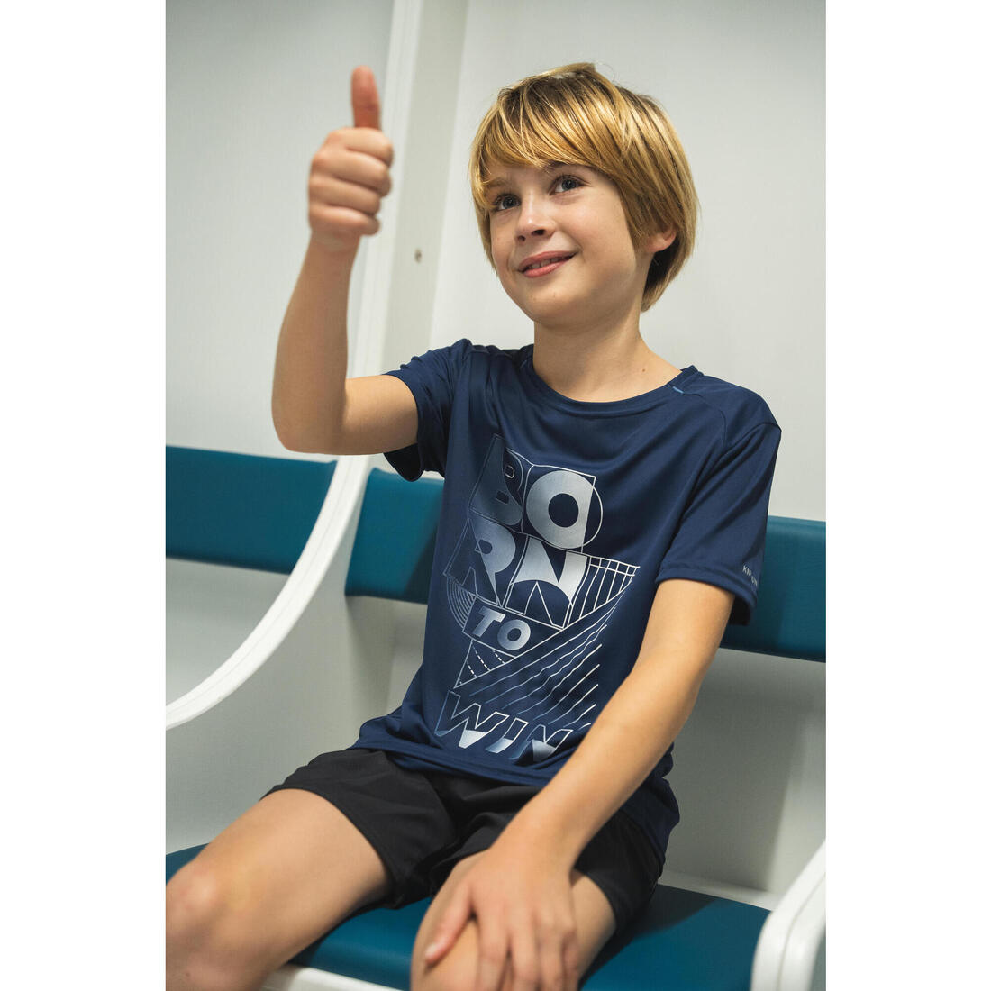 T-shirt de running respirant enfant - kiprun dry+ 500 marine