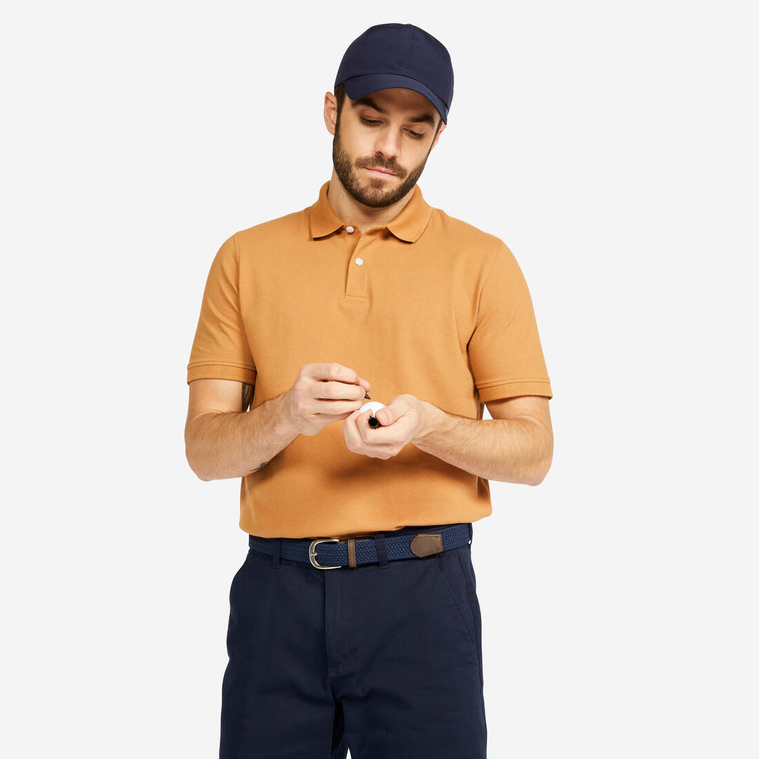 Polo de golf en coton polyester manches courtes homme, MW500