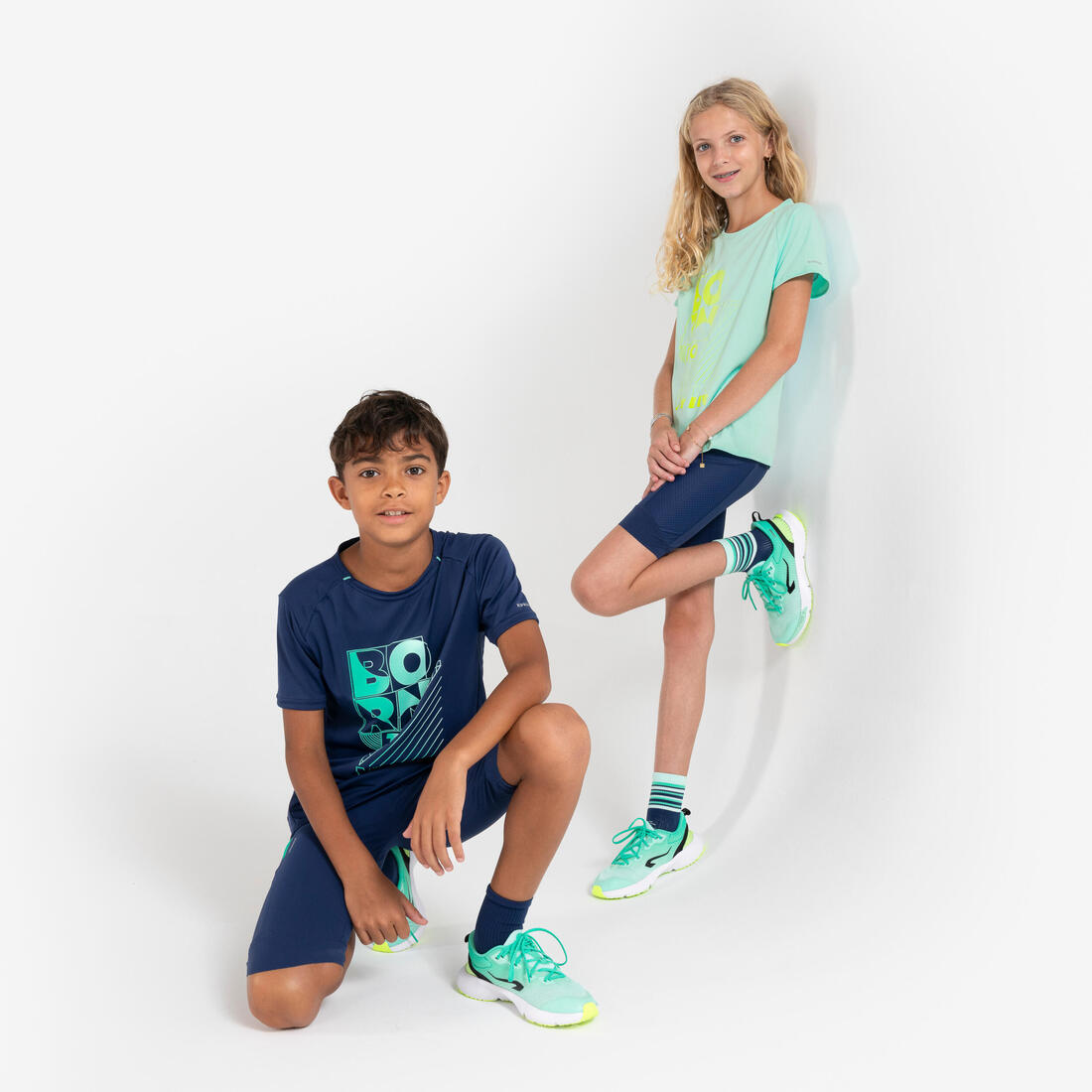 T-shirt de running respirant enfant - kiprun dry+ 500 marine