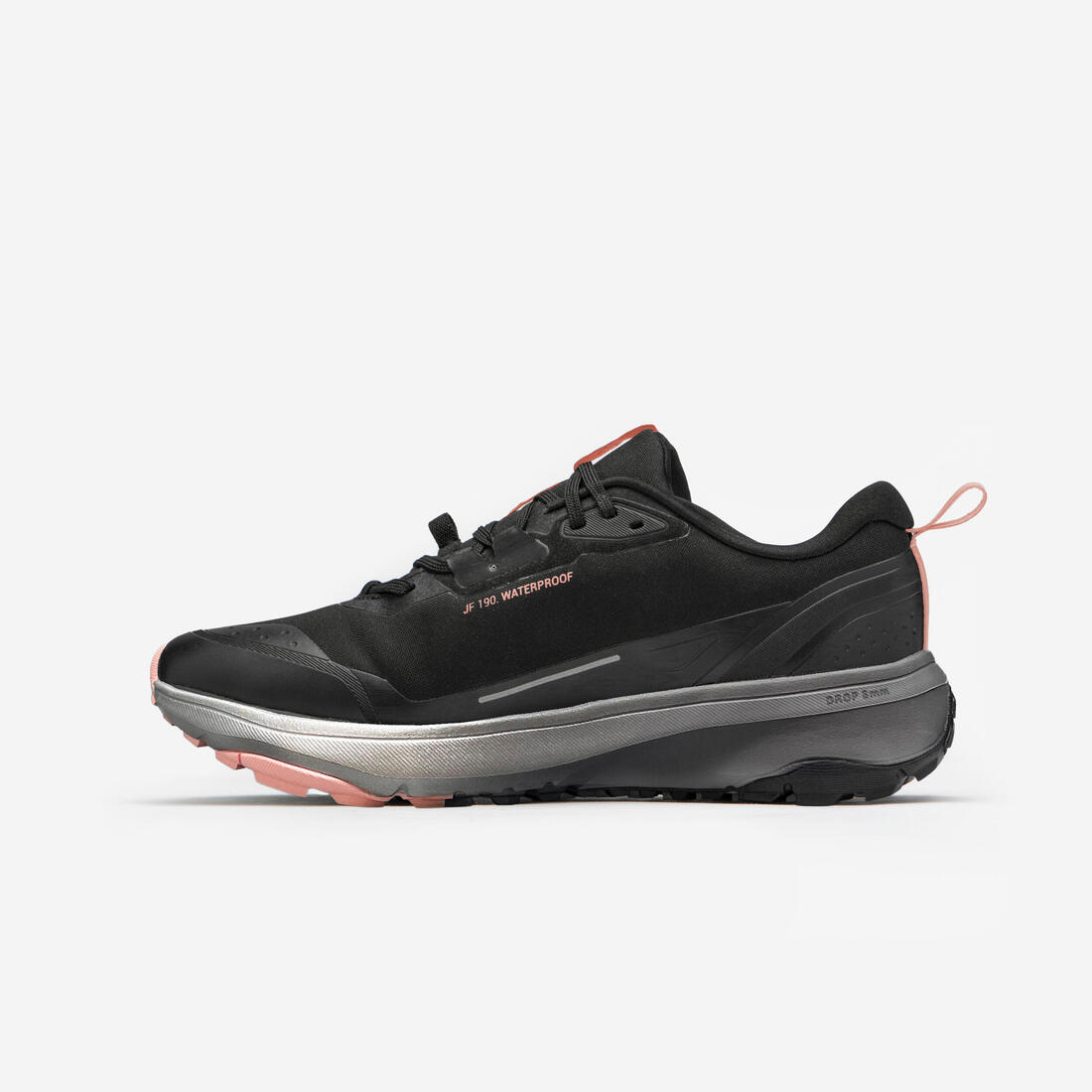 Chaussures de running route et trail femme waterproof, JF 190 GRIP noir