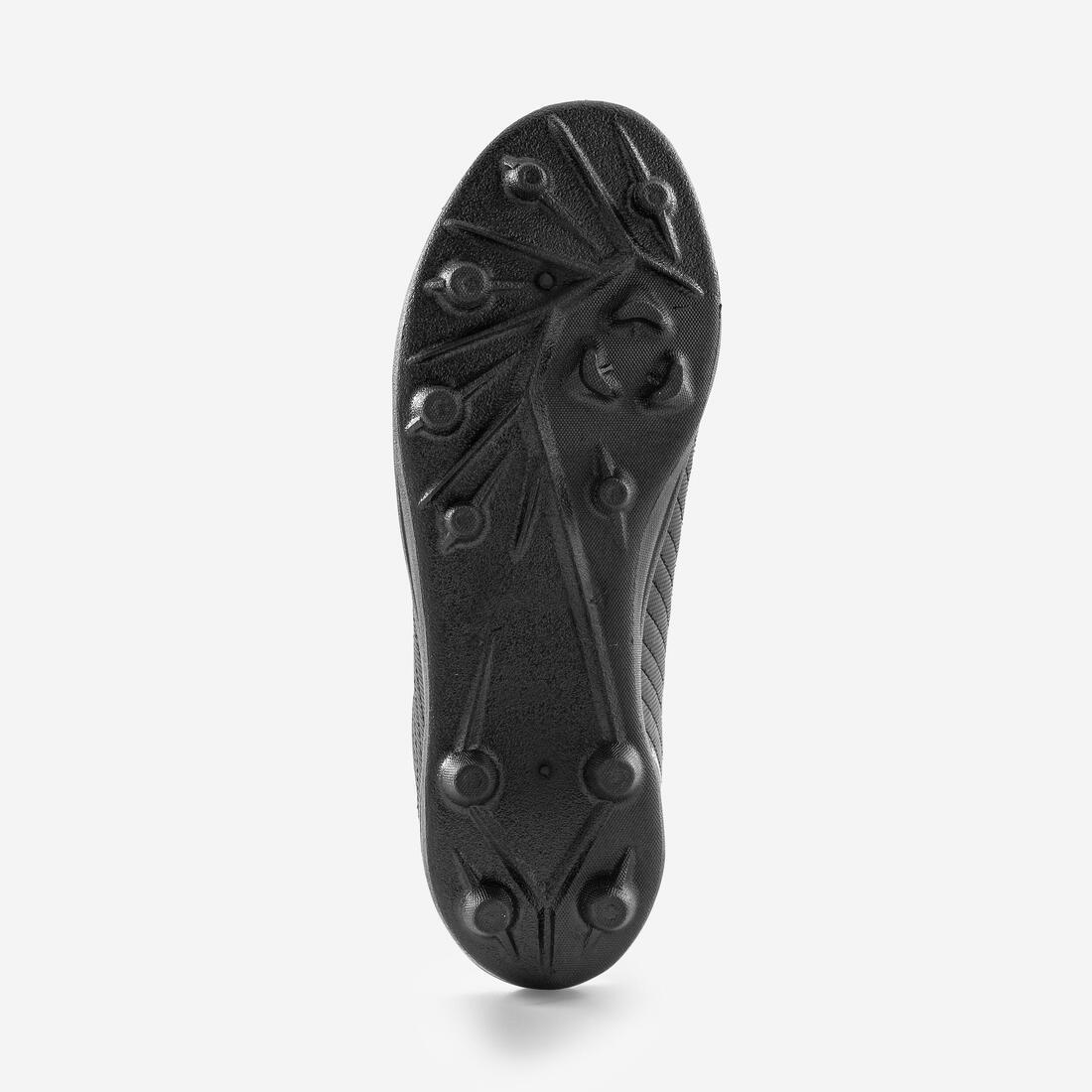 Chaussures de football enfant à lacets 100 FG noir et jaune