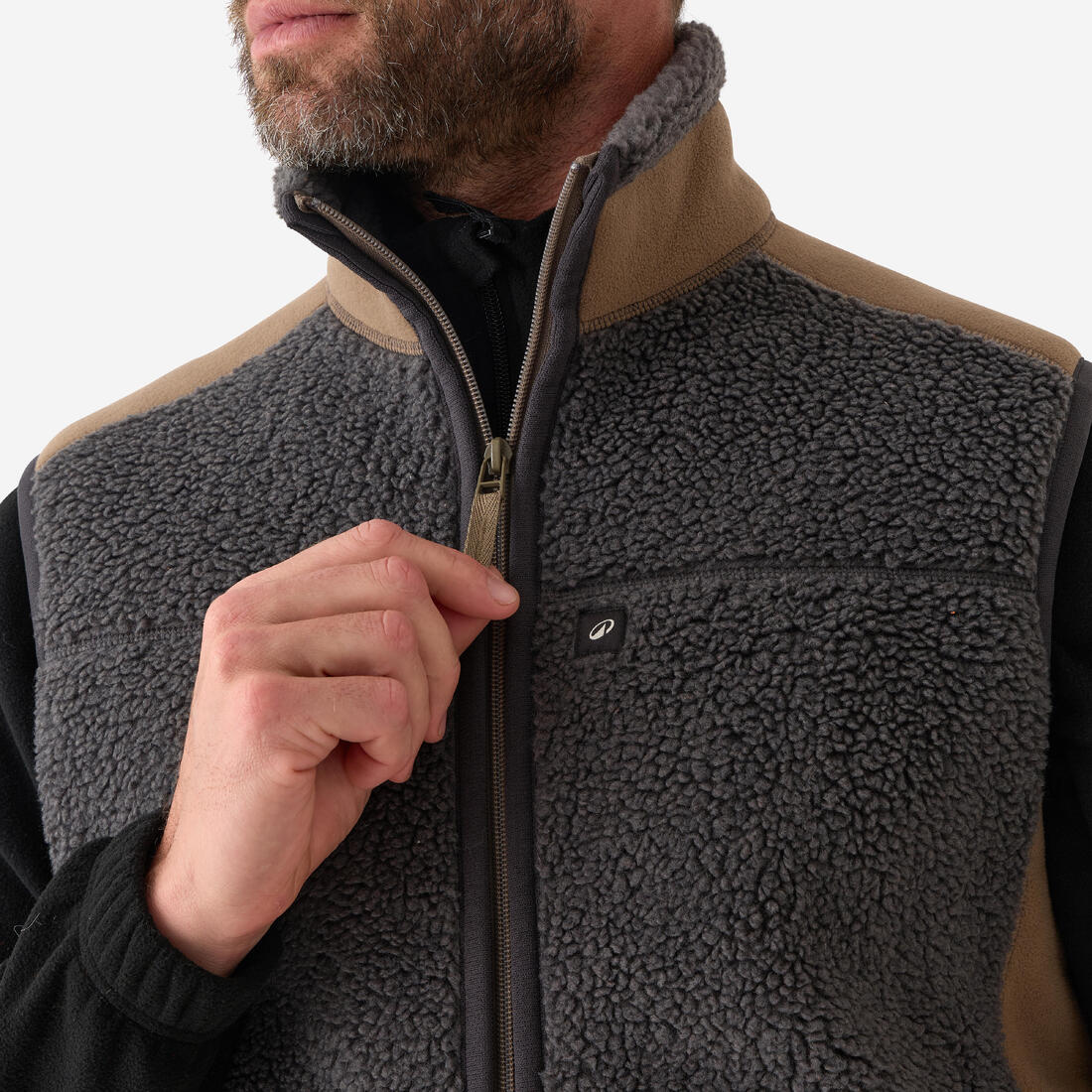 GILET POLAIRE SANS MANCHES MOUTONNE 500 GRIS