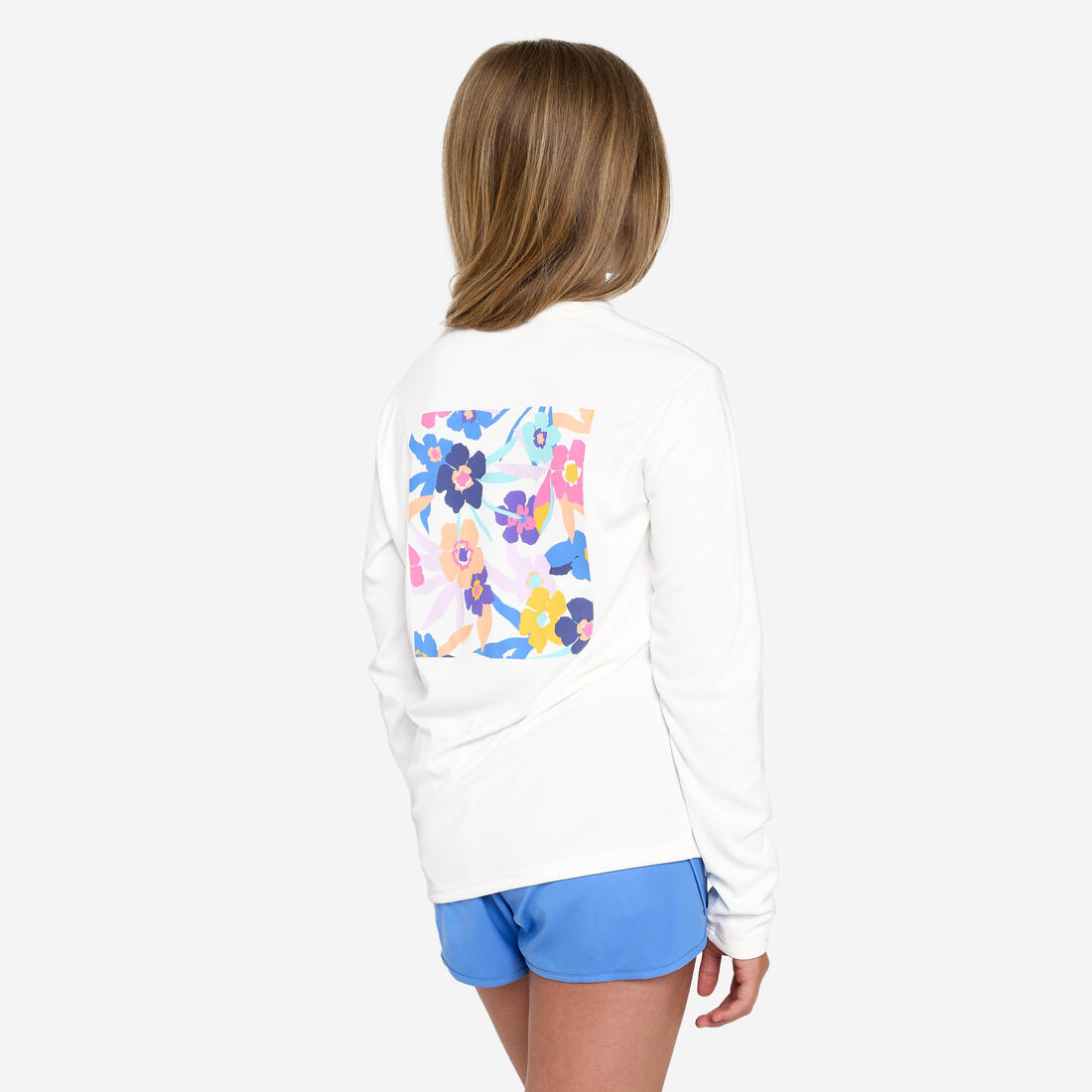 T-shirt anti UV manches longues surf Junior - 100 Vibes parme