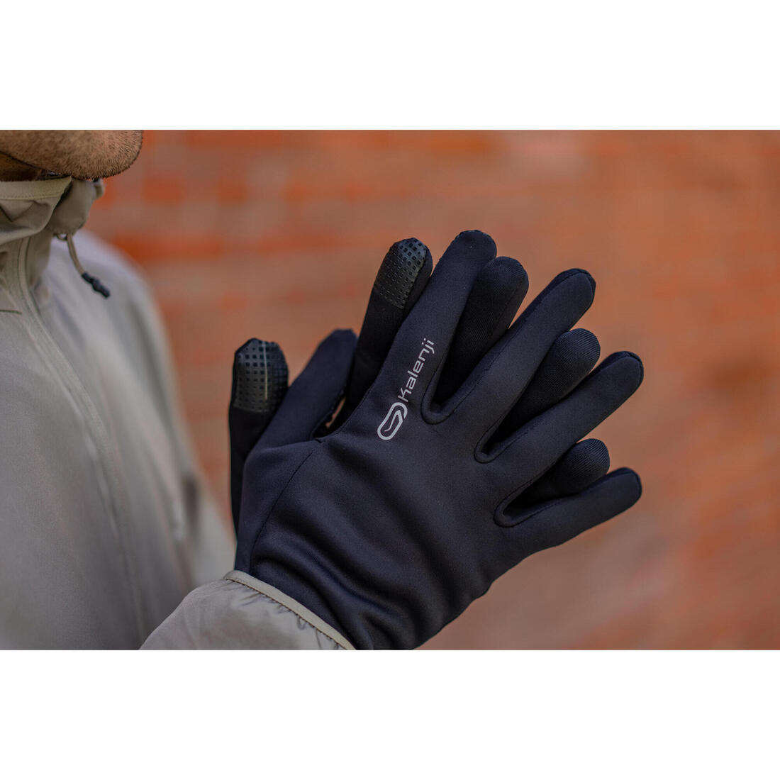 Gants de running tactiles Homme Femme- KIPRUN Warm 100 noir