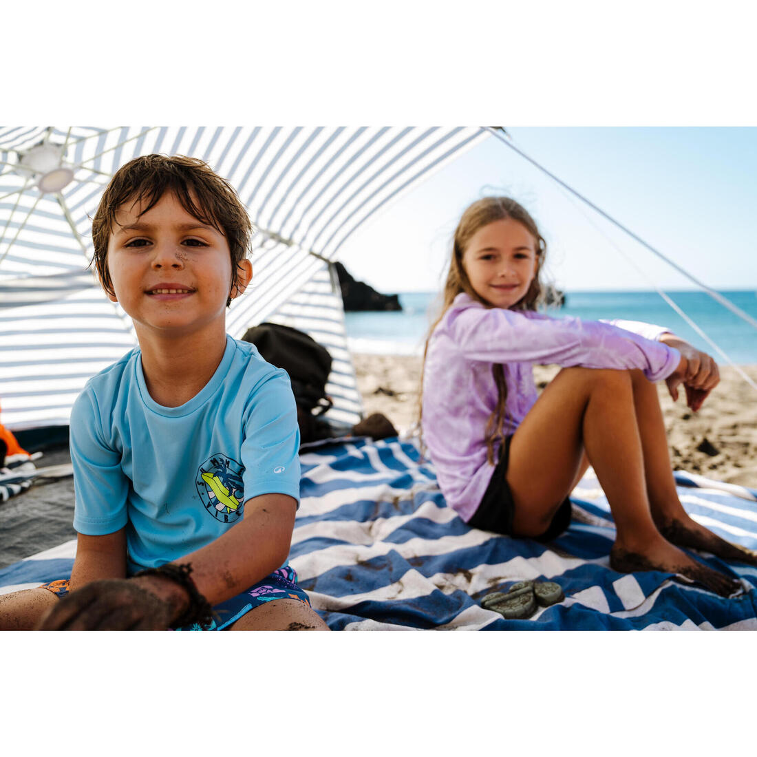 Water tee shirt anti uv surf enfant vert turquoise imprimé