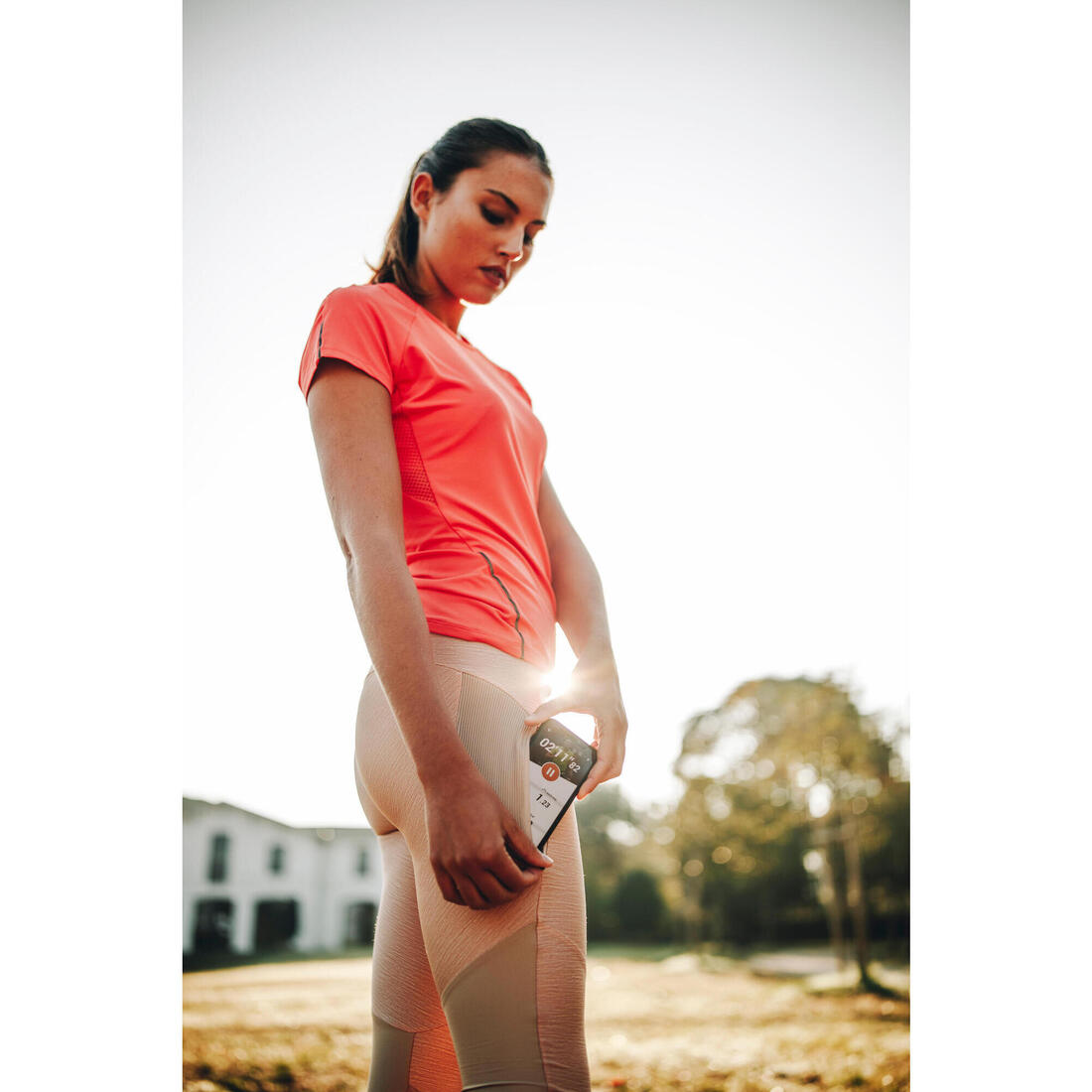 Legging court running respirant femme - Dry+ Feel noir