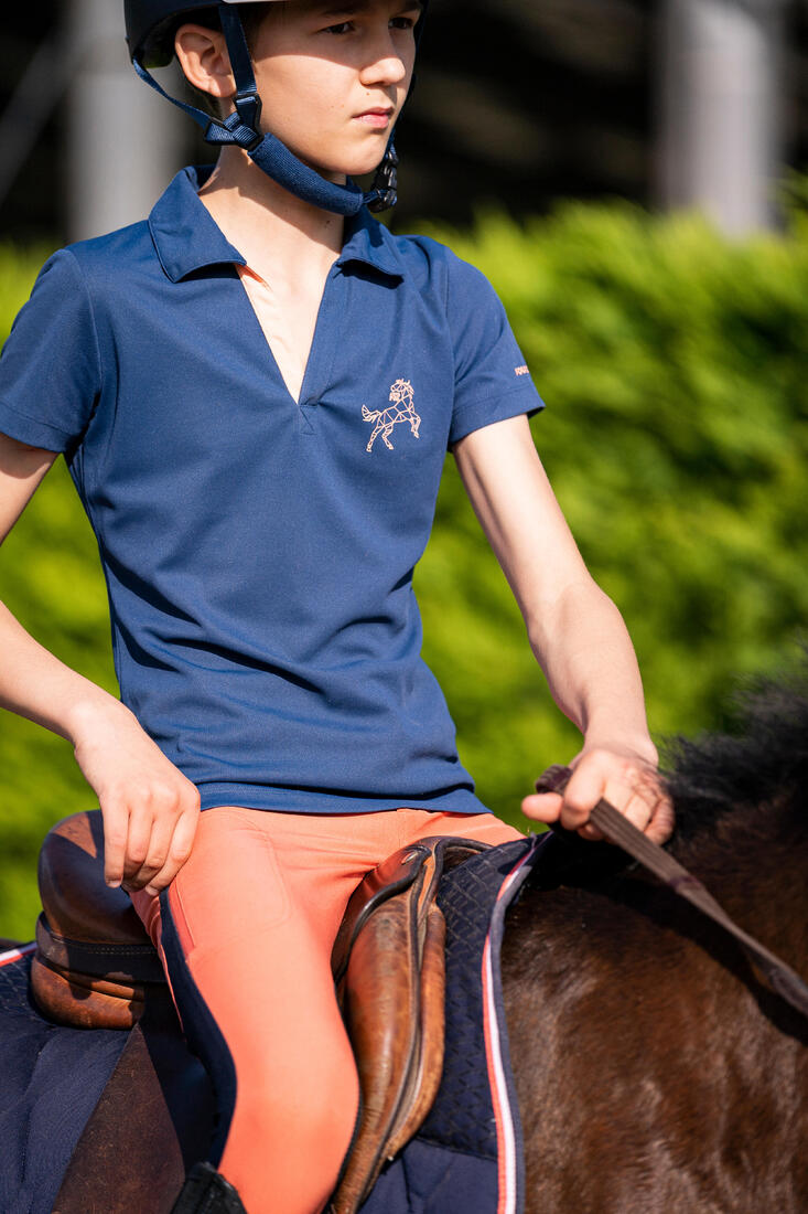 Polo équitation manches courtes léger mesh Enfant - 500