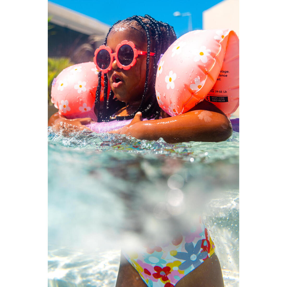 Maillot de bain 1 pièce bébé fille rose imprimé rayures