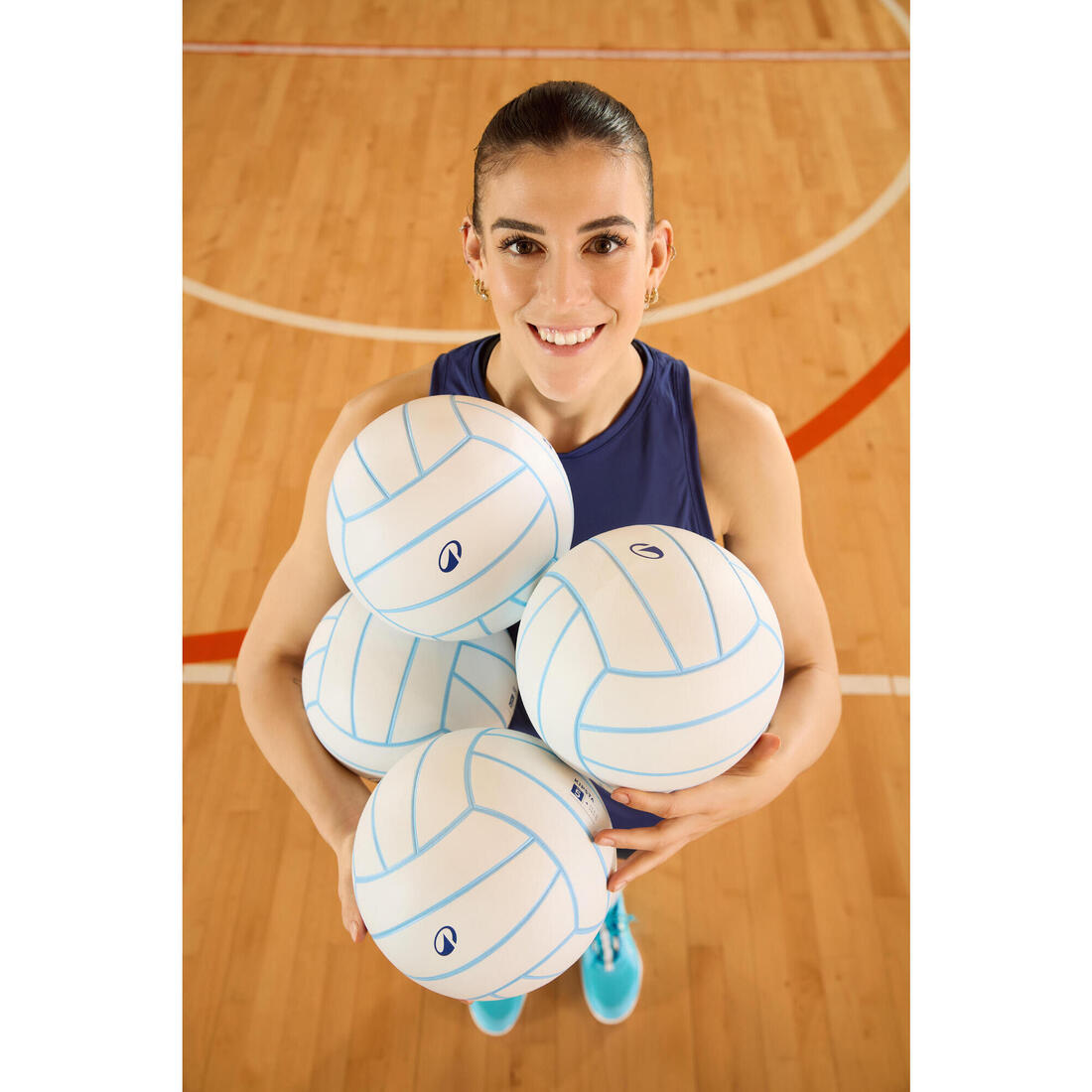 Ballon de volley-ball V500 gris, bleu et