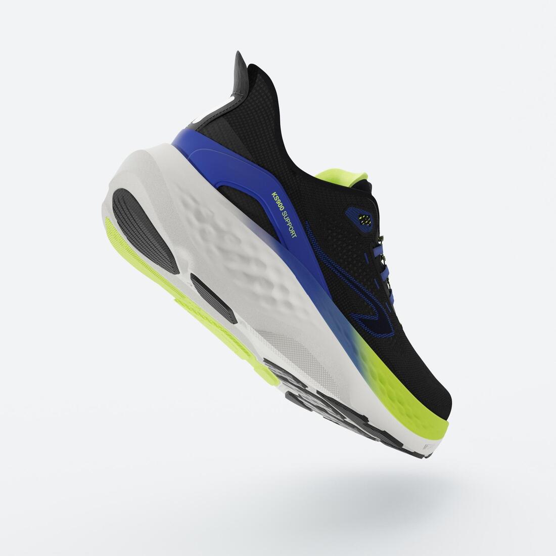 Chaussures de running route Homme - Kiprun KS900 Support, Noir bleu jaune