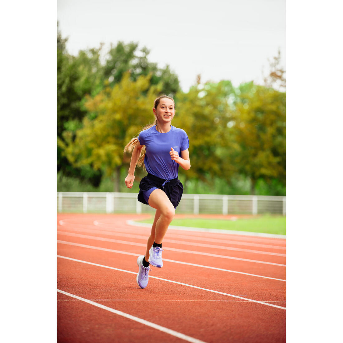 Short cuissard de running respirant Fille - KIPRUN DRY 900 marine