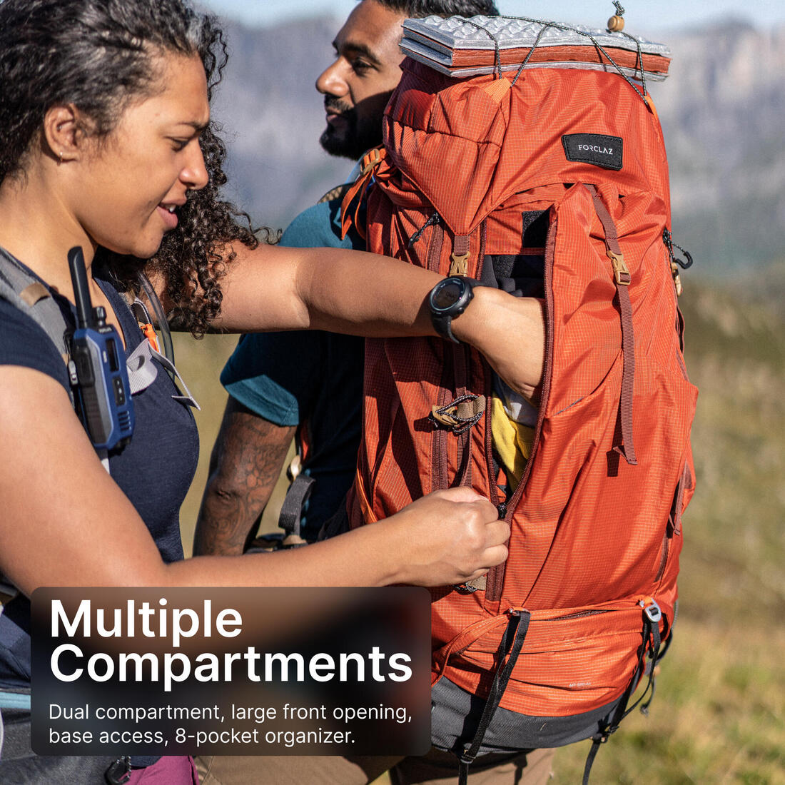 Sac à dos de trekking homme 60+10l - mt500 air