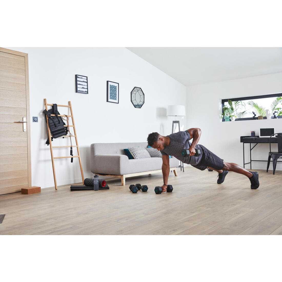 Haltère de cross training et musculation 5 kg - dumbbell hexagonale