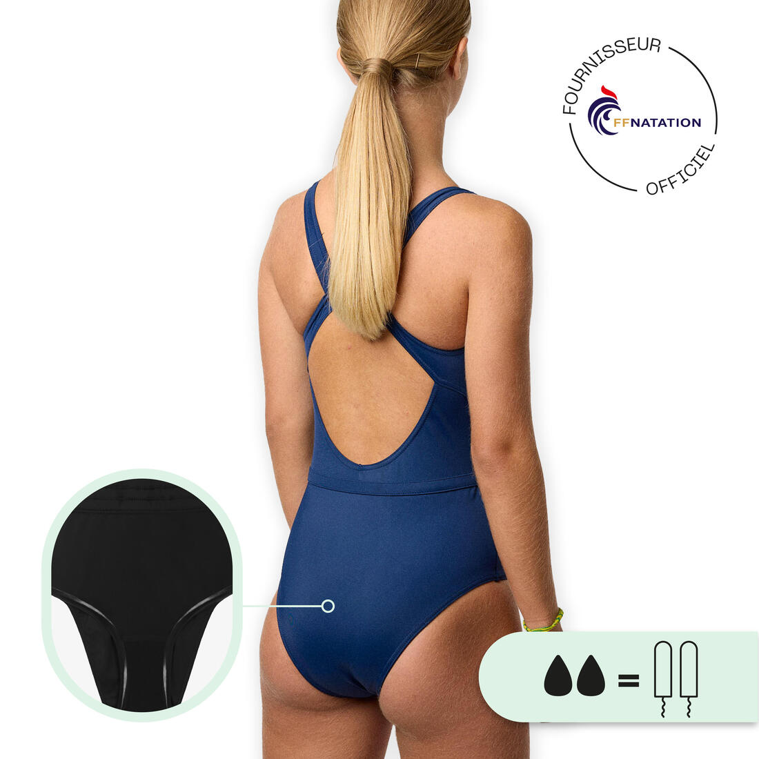 Maillot de bain menstruel étanche 1 pièce Ado - Flux moyen - SMOON Uranie