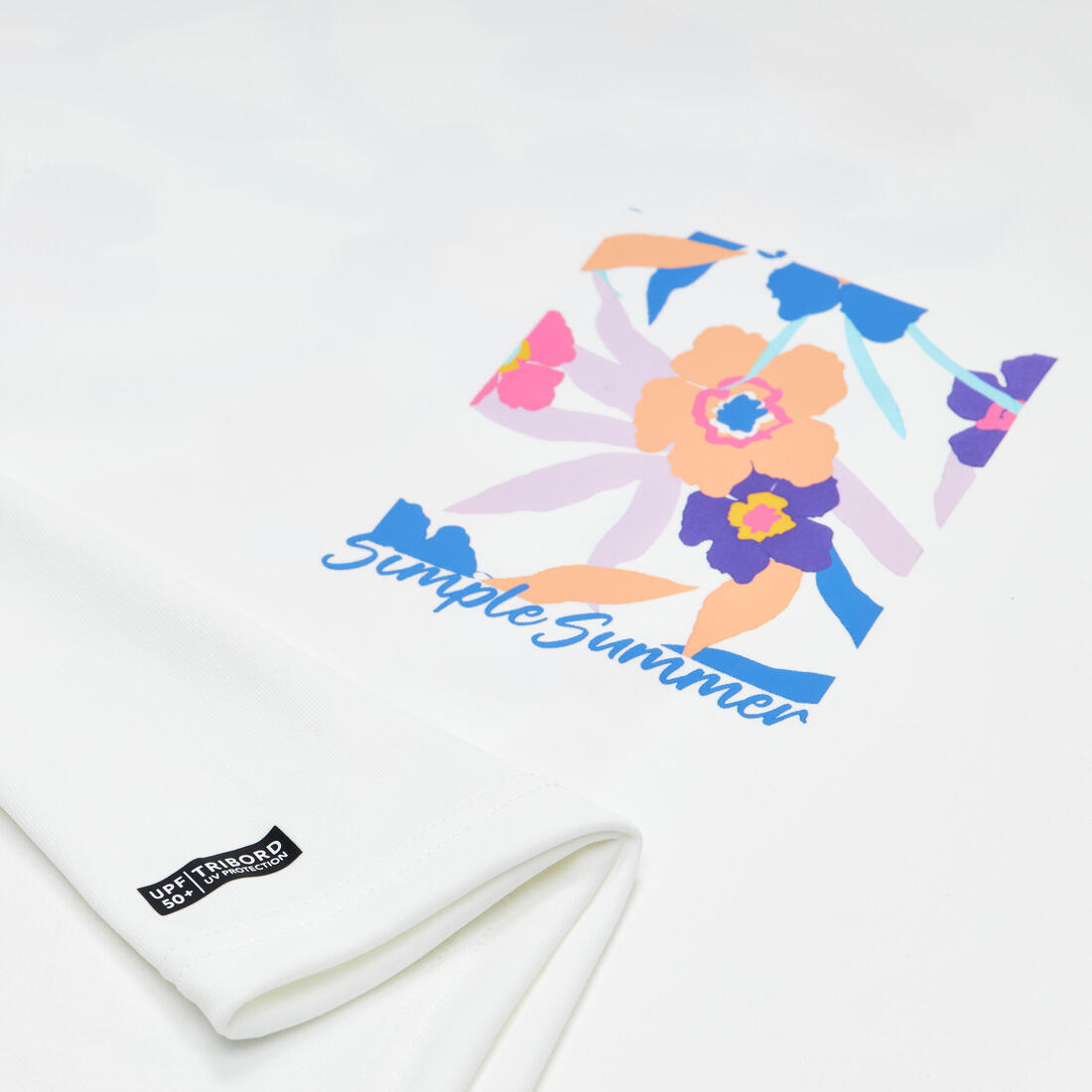 T-shirt anti UV manches longues surf Junior - 100 Vibes parme